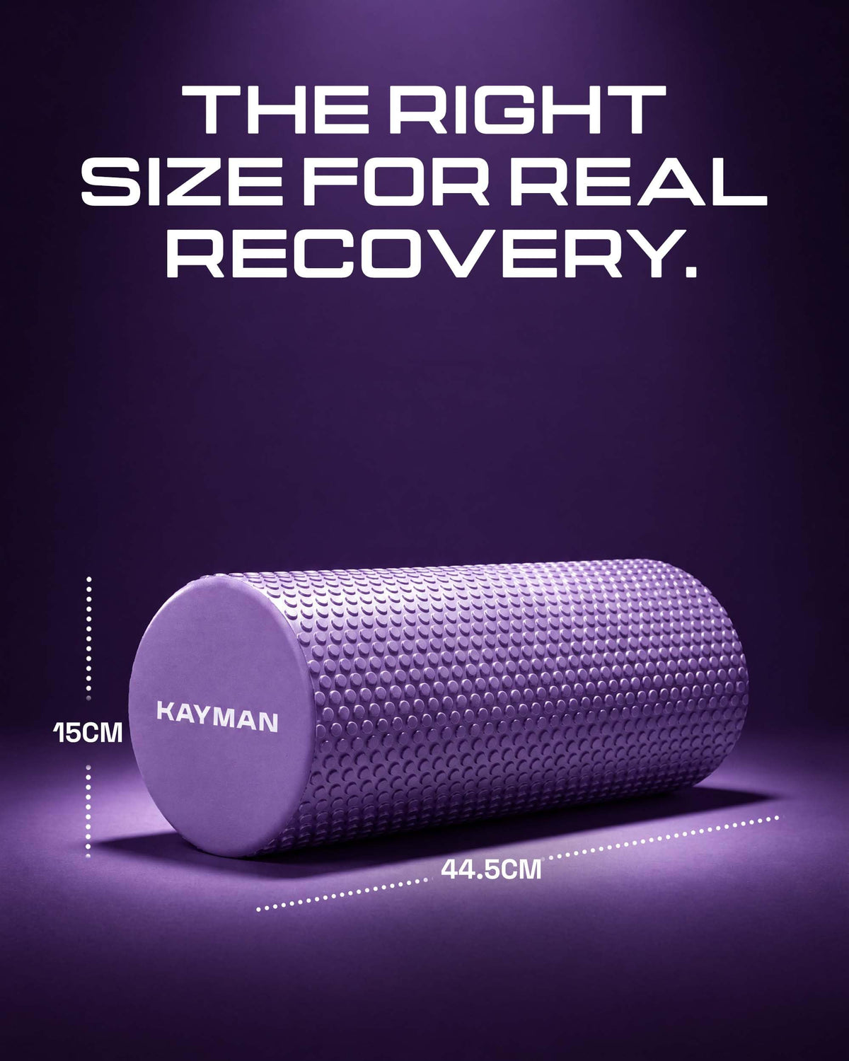 KAYMAN Sports Foam Roller, Deep Tissue Muscle Recovery, 44.5 x 15cm, Black