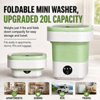 Portable Washing Machine【Upgraded 20L Capacity・3 Modes Deep Cleaning・1-Year Free Replacement】Foldable Mini Washer and Dryer, Small Washing Machine for Travel, Dorms, RVs, Camping (Green)
