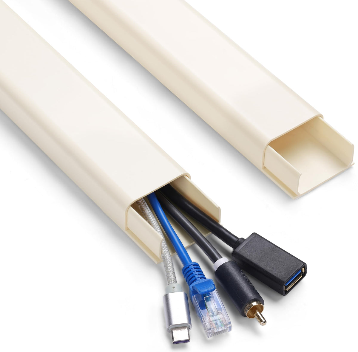 ZhiYo 43" Cord Covers for Wires on Wall, Beige Cord Hider, 0.7" W x 0.4" H
