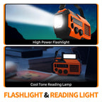 FosPower NOAA Emergency Weather Radio A1 7400mWh Solar Hand Crank (Orange)