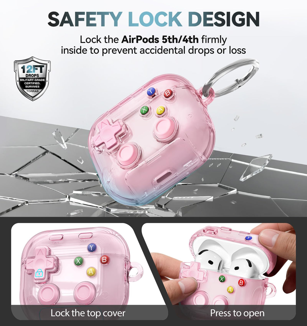 for AirPods Pro 3 Case Cover 2025 with Safety Lock-Clear White
