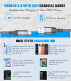 2-Pack 1M USB C Cable 3.1A Fast Car Charger Cable Compatible for iPhone 17 air 16 15 Plus Pro Max, Samsung Flip/Fold 7 6 5 4 3 S26 S25 S24 S10 S20 S21 S22 S23 A16/15/14/13/12 A35/A34 A56/55/54, Pixel