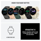 Garmin vívoactive 6, 42mm GPS smartwatch, AMOLED touchscreen, all-day health monitoring, personalised fitness features, advanced sleep coaching, Music, up to 11 days battery life, Bone/Lunar Gold