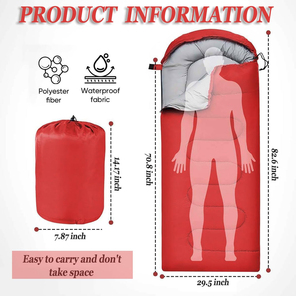 Sleeping Bag for Camping,Sleeping Bags for Adults Backpacking Waterproof,3 Seasons Adult Blanket,Small Packed Ultralight Carry Bag, Soft,Thick and Warm,for Outdoor Camping,Travel,Hiking