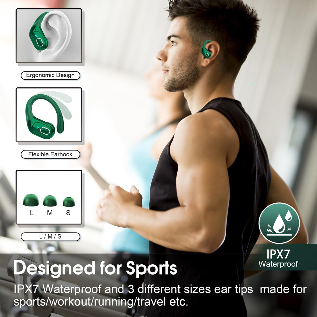 Aptkdoe Wireless Earbuds 75H Bluetooth 5.4 Sport Headphones with Earhooks