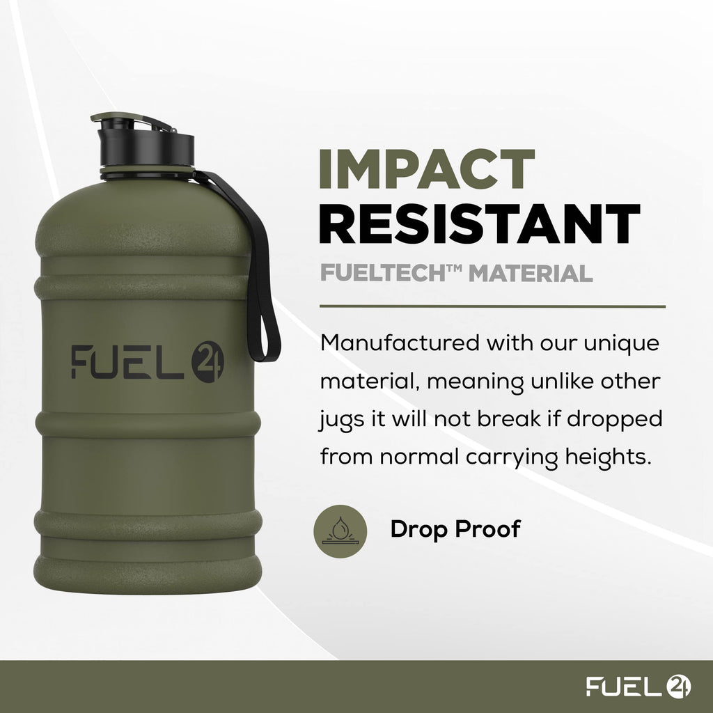 Fuel24 Jug - 2.2 Litre Water Bottle - Extra Strong Flex Material - Drop Proof, Pop or Straw Cap Options - 2.2L Large Gym Sports Bottle, BPA FREE