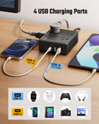 SUPERDANNY Extension Cord,Flat Plug Surge Protector Power Strip,6Ft