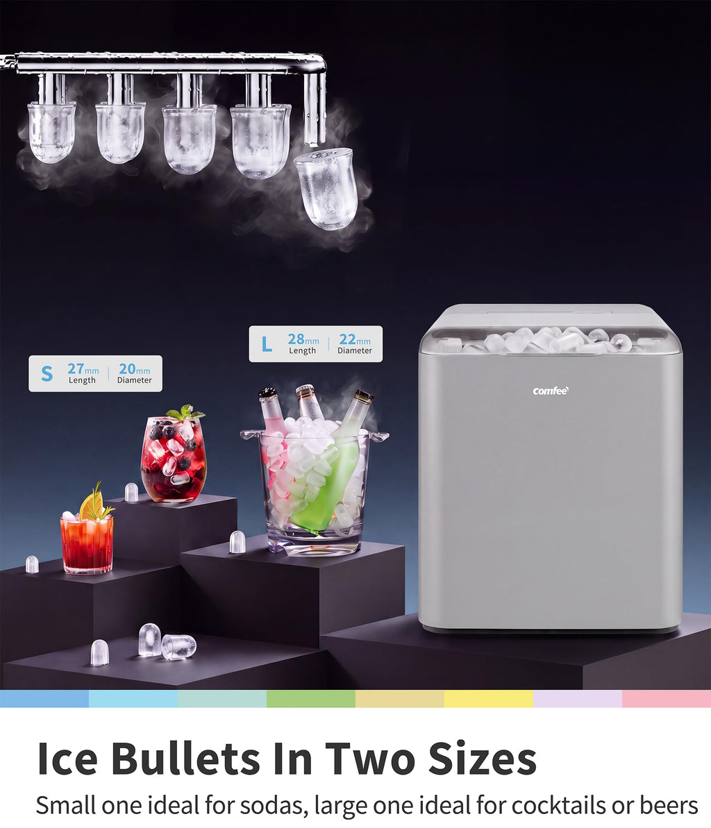 Comfee 33lbs Countertop Bullet Ice Maker, Self-Cleaning, with Ice Scoop