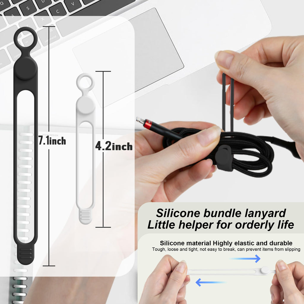 24Pcs Silicone Cable Ties, Cord Organizer Cable Management-Multi