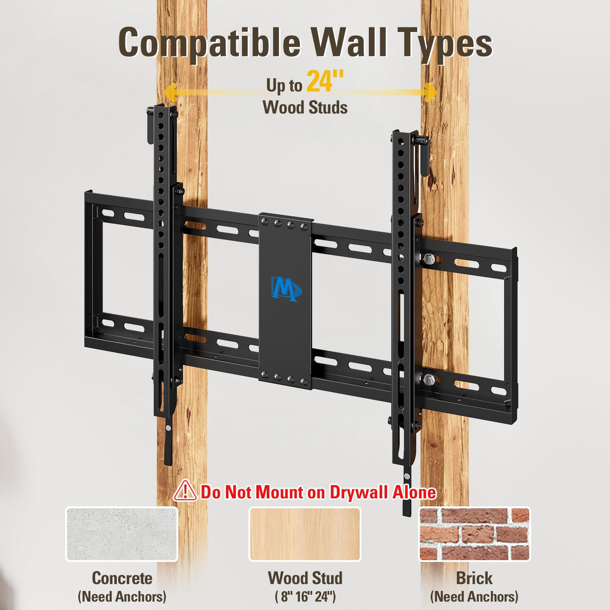 Mounting Dream Tilting TV Wall Mount for Most 37-90 Inch TVs up to 132lbs