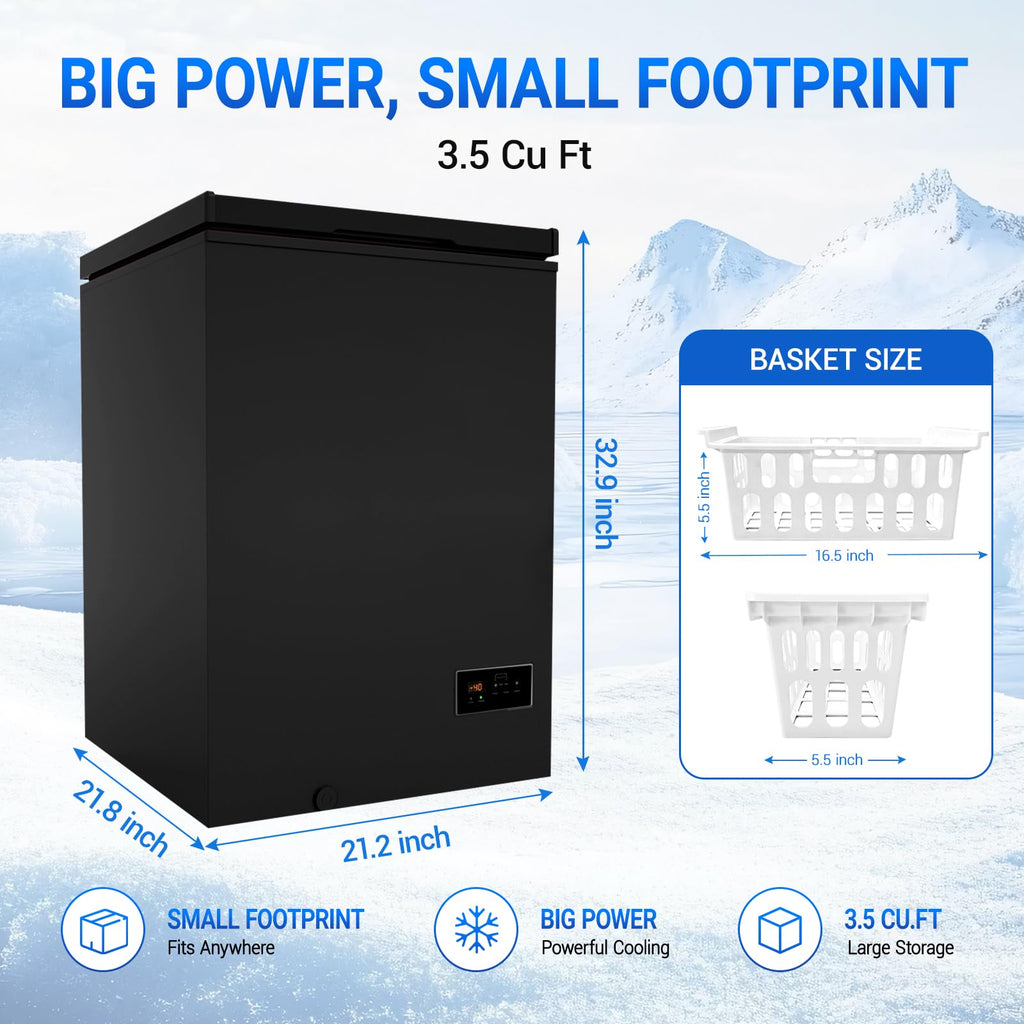 Chest Freezer Low temperature quick freeze 14℉ to -40℉ Compact Freezer - 2 Removable Baskets Match Day Parties, Home Bar Game Day &Beaded Ice Cream & Frozen Storage (Red, 1.8 Cubic Feet)