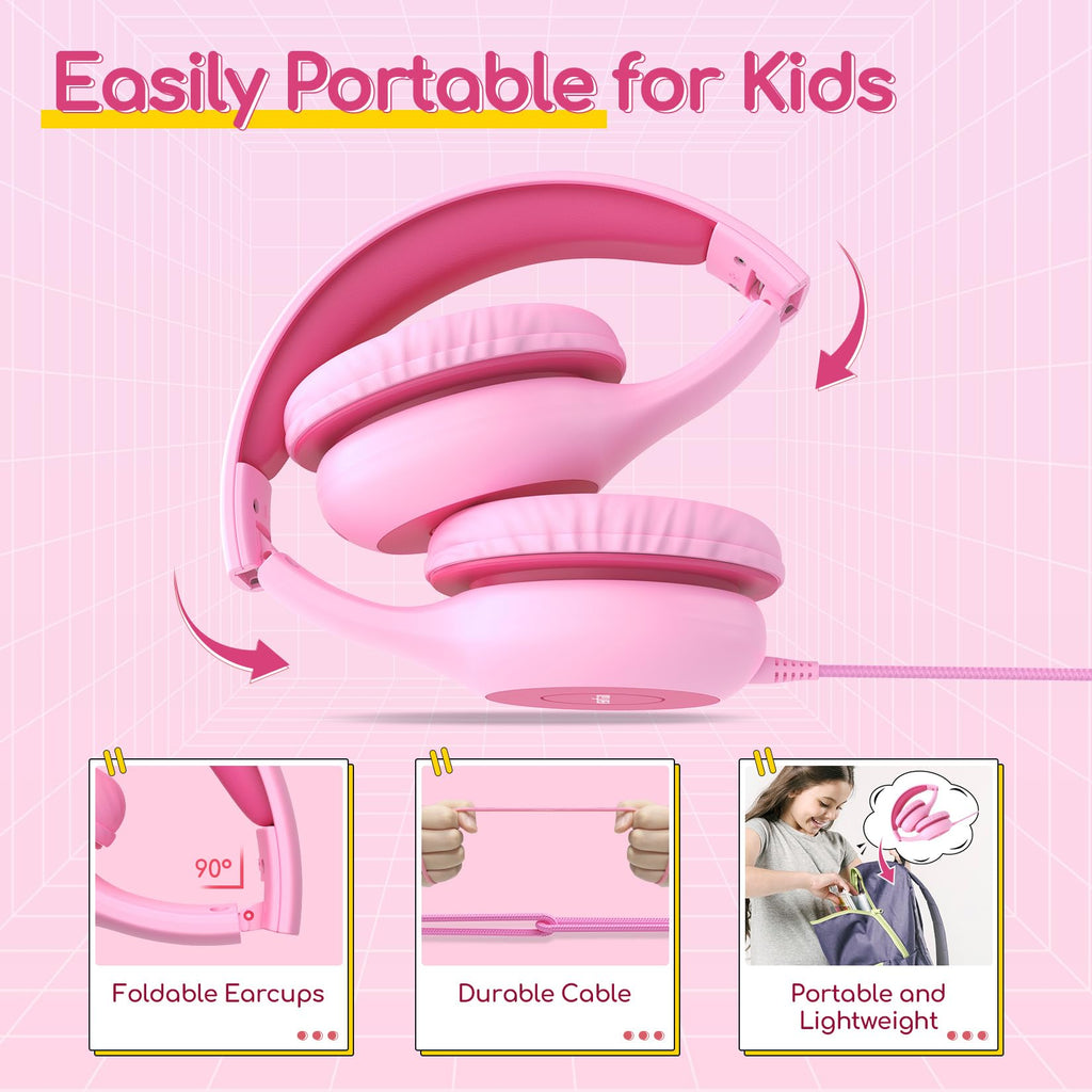 EarFun K1 Kids Headphones Wired with Mic, Volume Limit Headphones for Kids