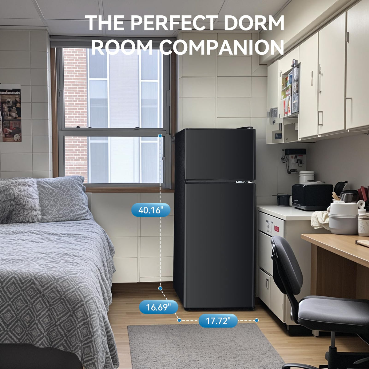 Anypro 4.0 Cu.Ft Fridge with Bottom Freezer, 2 Door Refrigerator with Drawer, 7 Level Temperatures and Adjustable Shelves for Bedroom, Dorm, Office, Apartment, Silver