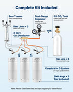 VEVOR Beer Kegerator, Single Tap Commercial Draft Beer Dispenser for D system, Full Size Keg Refrigerator with 5lbs CO2 Tank, Hold 2 Sixth / 2 Ball lock keg, Black