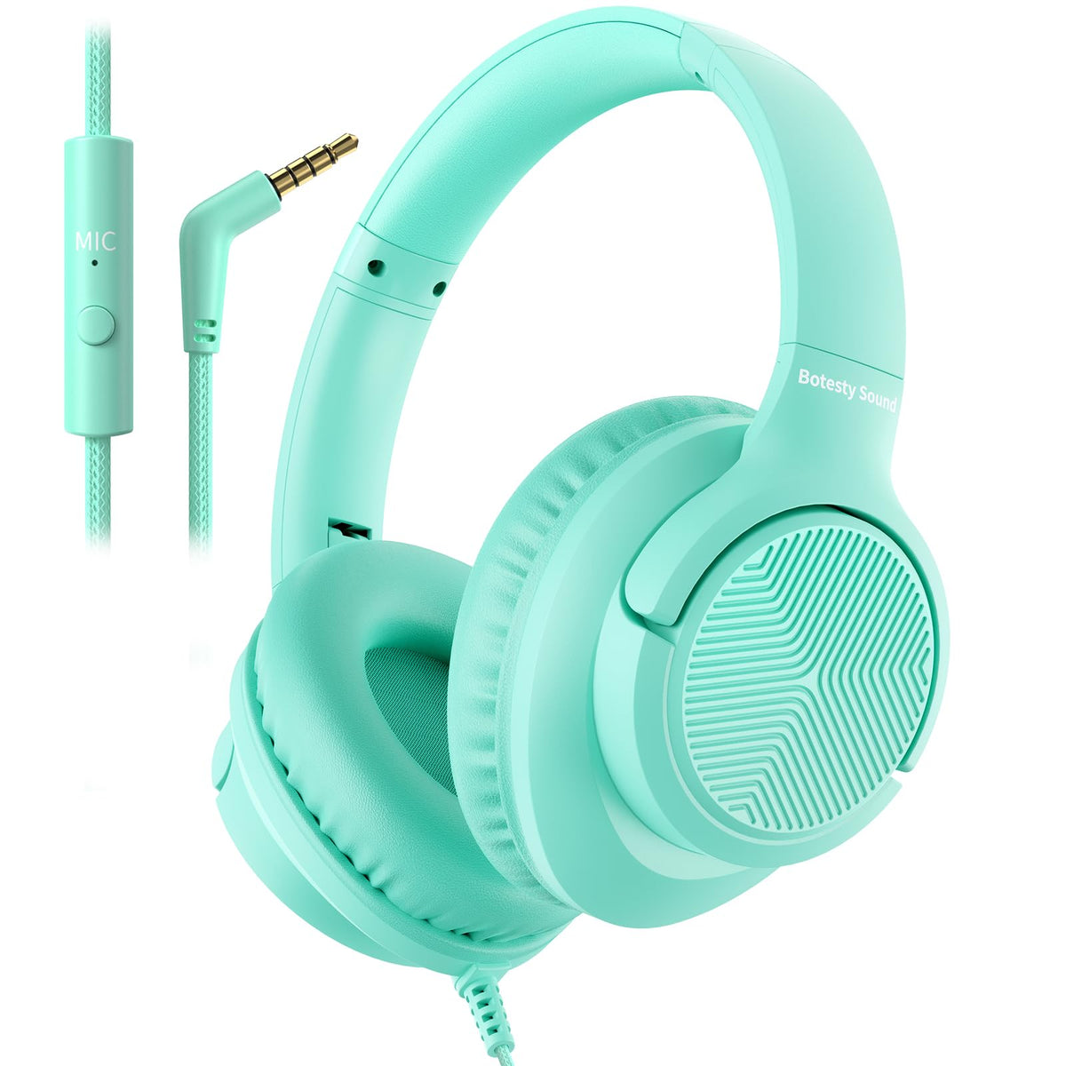 Botesty Sound Headphones Wired with Mic for School, 3.5mm Plug in, Purple