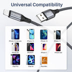 RAVIAD Long iPhone Charger Cable 3M 2Pack MFi Certified Lightning Cable