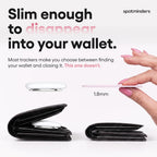 SPOTMINDERS Apple MFi Certified Wallet Tracking Card Black 4-Pack Travel Gifts for Him Works with Apple Find My Rechargeable Tracker IP68 Waterproof 0.07" Slim iPhone Item Finder for Luggage Passport