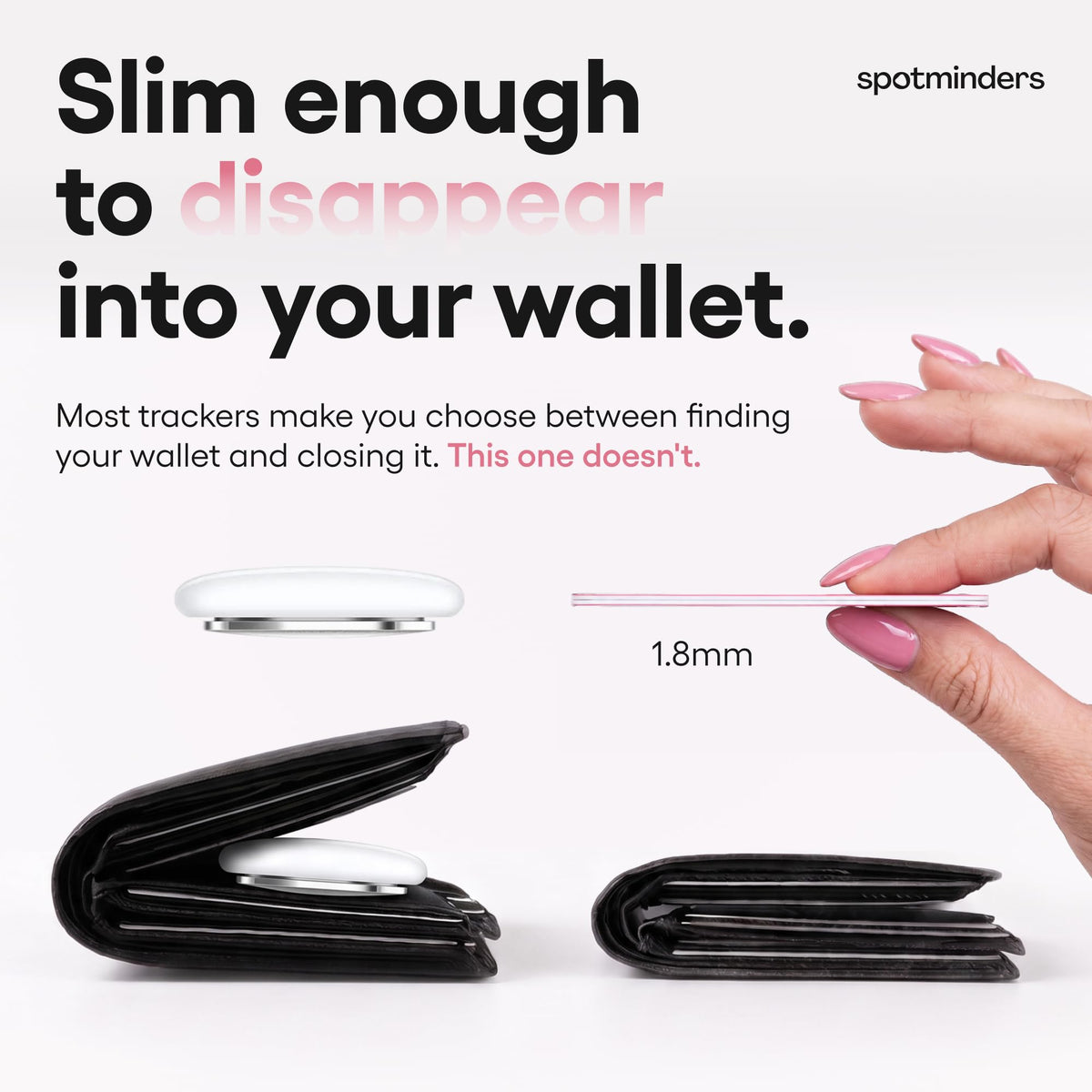 SPOTMINDERS Apple MFi Certified Wallet Tracking Card Black 4-Pack Travel Gifts for Him Works with Apple Find My Rechargeable Tracker IP68 Waterproof 0.07" Slim iPhone Item Finder for Luggage Passport
