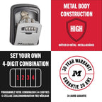 Master Lock Key Safe Wall Mounted, Medium, Outdoor