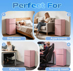 DEMULLER 2.4 Cu.Ft Small Refrigerator with Freezer Mini Fridge Removable Plastic Shelves Ideal for Apartment, Dormitory, Baby Pink