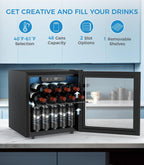 Electactic 48 Can Beverage Refrigerator,12 Bottle Wine Cooler with Seamless Stainless Steel & Glass Door, Digital Temperature Display, Countertop Mini Fridge for Soda, Wine or Beer, Silver
