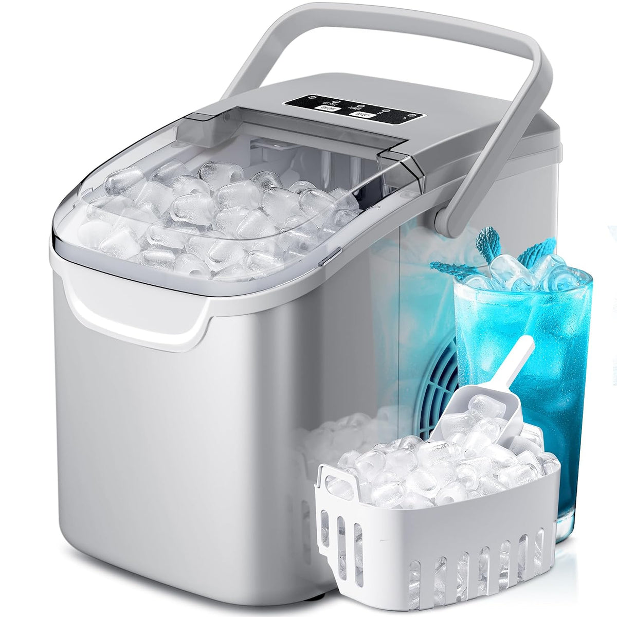 Crzoe Countertop Ice Maker, 26Lbs/24H,2 Sizes of Ice, Self-Cleaning,Black
