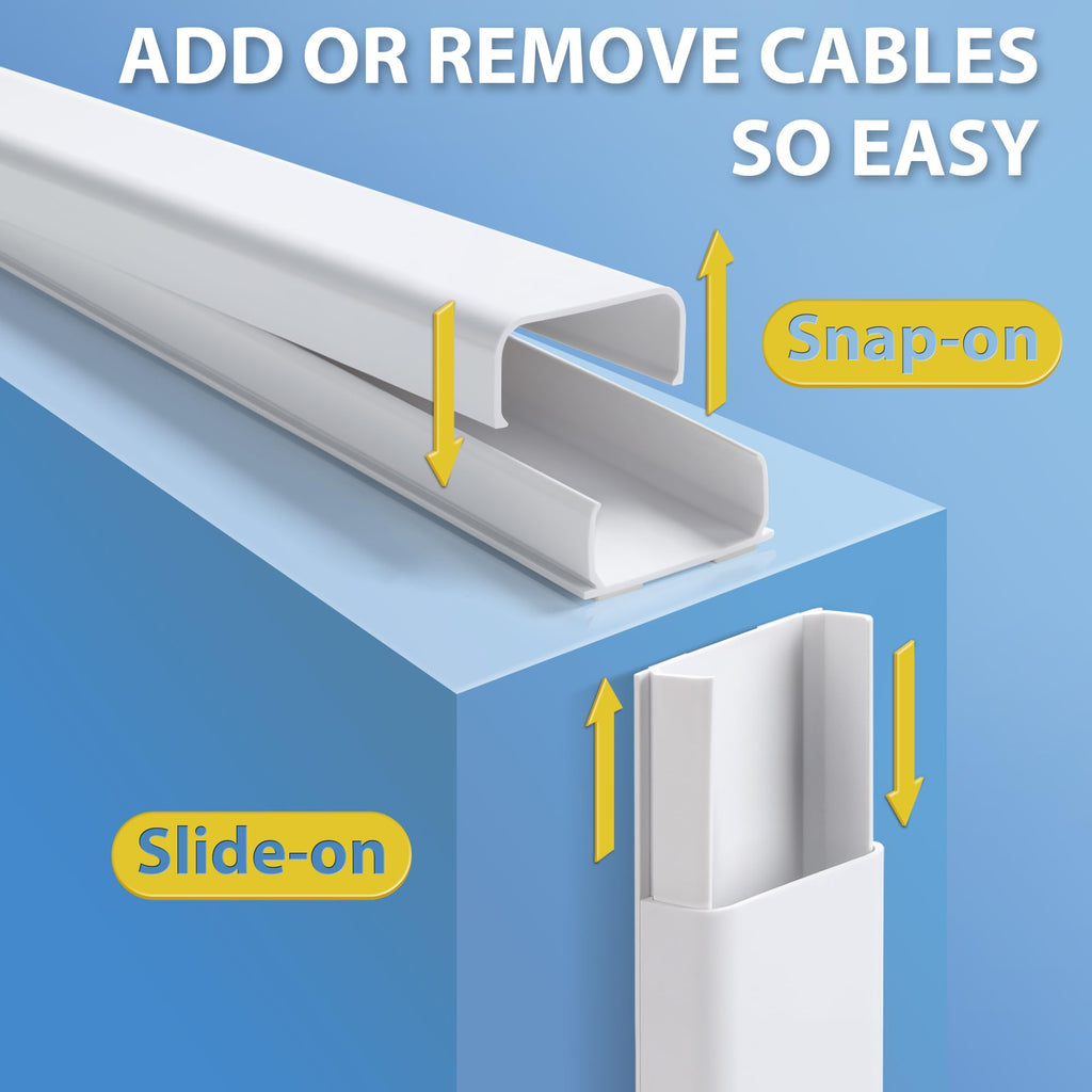 ZhiYo 43" Cord Covers for Wires on Wall, Beige Cord Hider, 0.7" W x 0.4" H