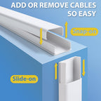 ZhiYo 43" Cord Covers for Wires on Wall, Beige Cord Hider, 0.7" W x 0.4" H