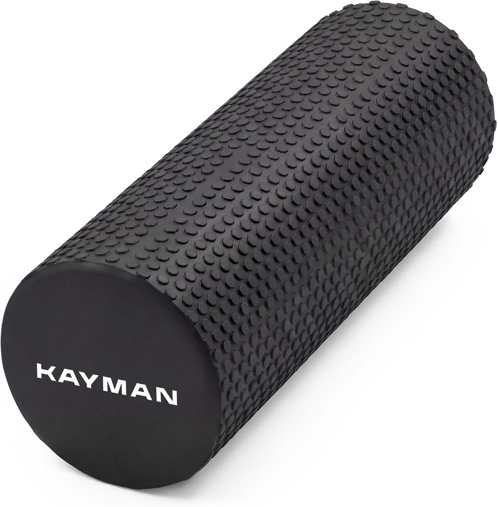 KAYMAN Sports Foam Roller, Deep Tissue Muscle Recovery, 44.5 x 15cm, Black
