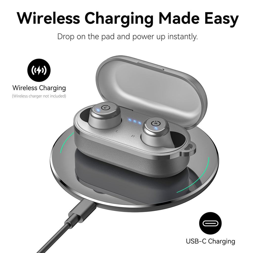 TOZO T10 Wireless Earbuds Powerful Bass Stereo Wireless Charging, APP, IPX8