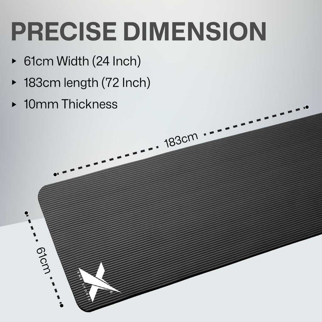 XN8 Sports Yoga Mat 10mm & 15mm Thick NBR Exercise Mat with Carry Strap