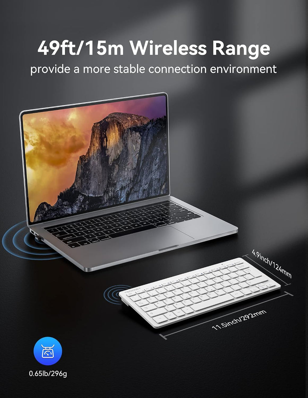 TECKNET 2.4G Wireless Compact Mini Keyboard, UK Layout, White