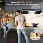 Range Hood 30 inch Under Cabinet, Stainless Steel Kitchen Vent Hood 280CFM, Built-in Kitchen Stove Hood w/Rocker Button Control, Ducted/Ductless Convertible Duct, 2 Speeds Fan, Bright LED Light