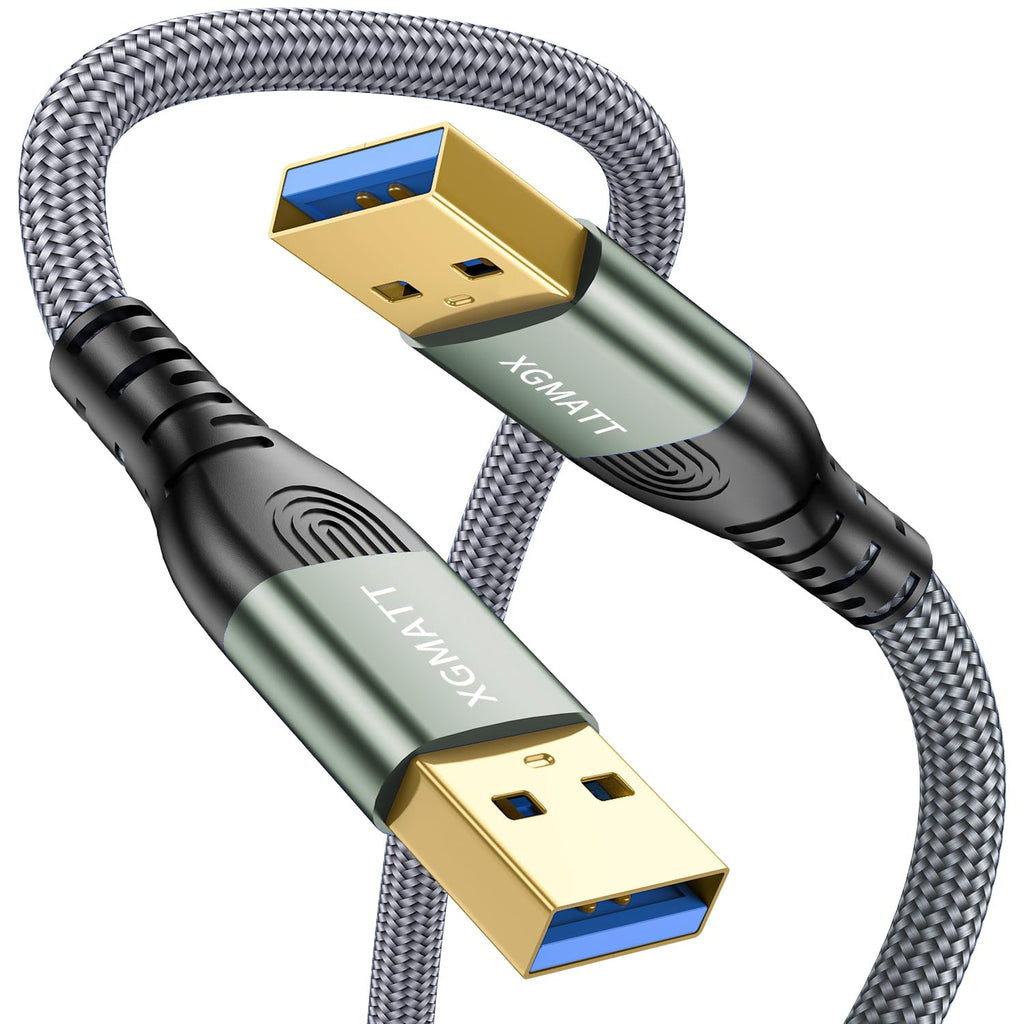 USB 3.0 Cable 1M,5Gbps High Speed Transfer USB to USB Cable USB 3.0 A to A Data Cable Braided Compatible with External Hard Drive/Laptop Cooling Pad/Docking Station/PC/TV/DVD/Printer,Grey