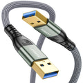 USB 3.0 Cable 1M,5Gbps High Speed Transfer USB to USB Cable USB 3.0 A to A Data Cable Braided Compatible with External Hard Drive/Laptop Cooling Pad/Docking Station/PC/TV/DVD/Printer,Grey