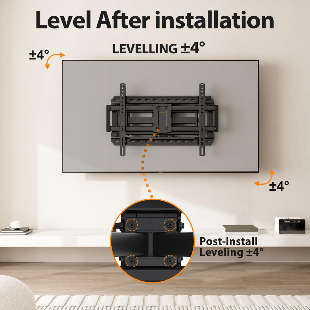 IWORKBOARD 55 65 75 85 inch Tilting TV Wall Mount for 32-90 '' TVs, Low Profile TV Mount Bracket, Safe Lock & Quick Release,Max VESA 600x400mm, 24 inch Studs,132 lbs, Fit Most 55+ 75+ 85+ 86 TVs