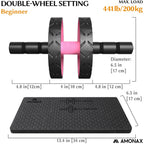 Amonax Convertible Ab Wheel Roller with Large Knee Mat for Core Abs Rollout
