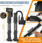 Bicycle Pump Mini Bike Pump Aluminum Alloy Cycle Pump for Presta & Schrader Valve, Portable Lightweight Bike Tyre Pump Fast Tyre Inflation Mini Air Pump For Mountain Road Bike Ball Pump