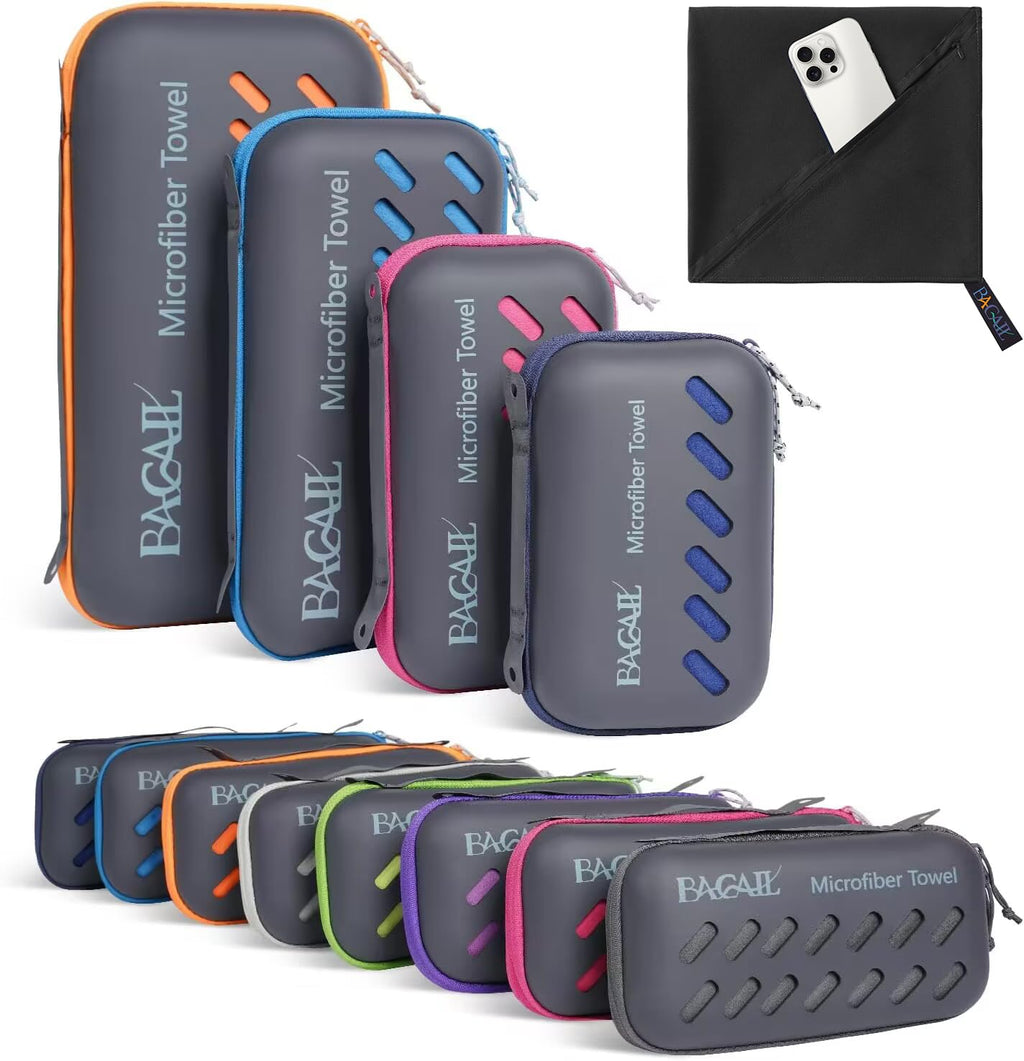 BAGAIL Microfibre Travel Towel, Perfect Camping Towel, Swimming Towel and Beach Towel, Quick Dry - Super Absorbent - Ultra Compact, Great for Sports, Gym, Yoga and Backpacking