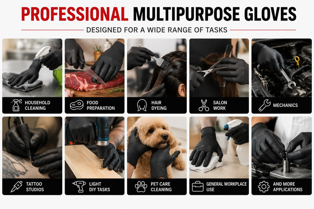 ANSIO Black Nitrile Latex Free Disposable Gloves Small, 100 Pack