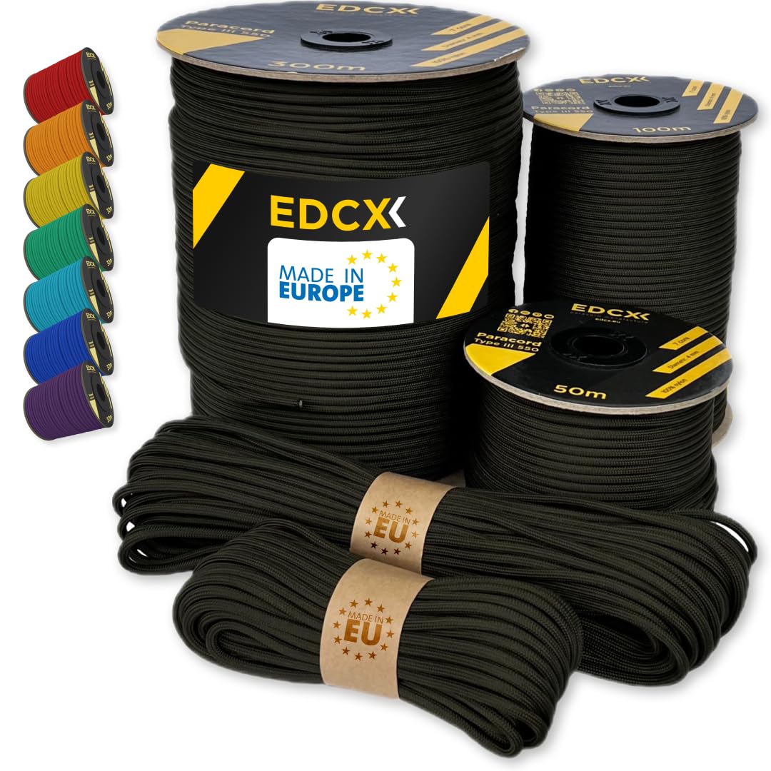 Paracord 550 4mm, 35+ Solid Colors (10m, 15m, 30m, 50m, 100m, 300m)