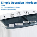Erivess Portable Twin Tub 19lbs Washing Machine with Drying Rack and 10 Hangers, 12lbs Washer Mini Compact Laundry Machine with 7lbs Spinner, 1500rpm Semi-automatic Washer Combo for Dorm&Apartment