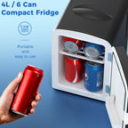 Antarctic Star Compact Refrigerator, Portable Mini Fridge, Skin Care 4L Capacity/6 Cans, for Bedroom, Car, Office & Dorm, Small Cooler for Cosmetics, Beverage and Food, White