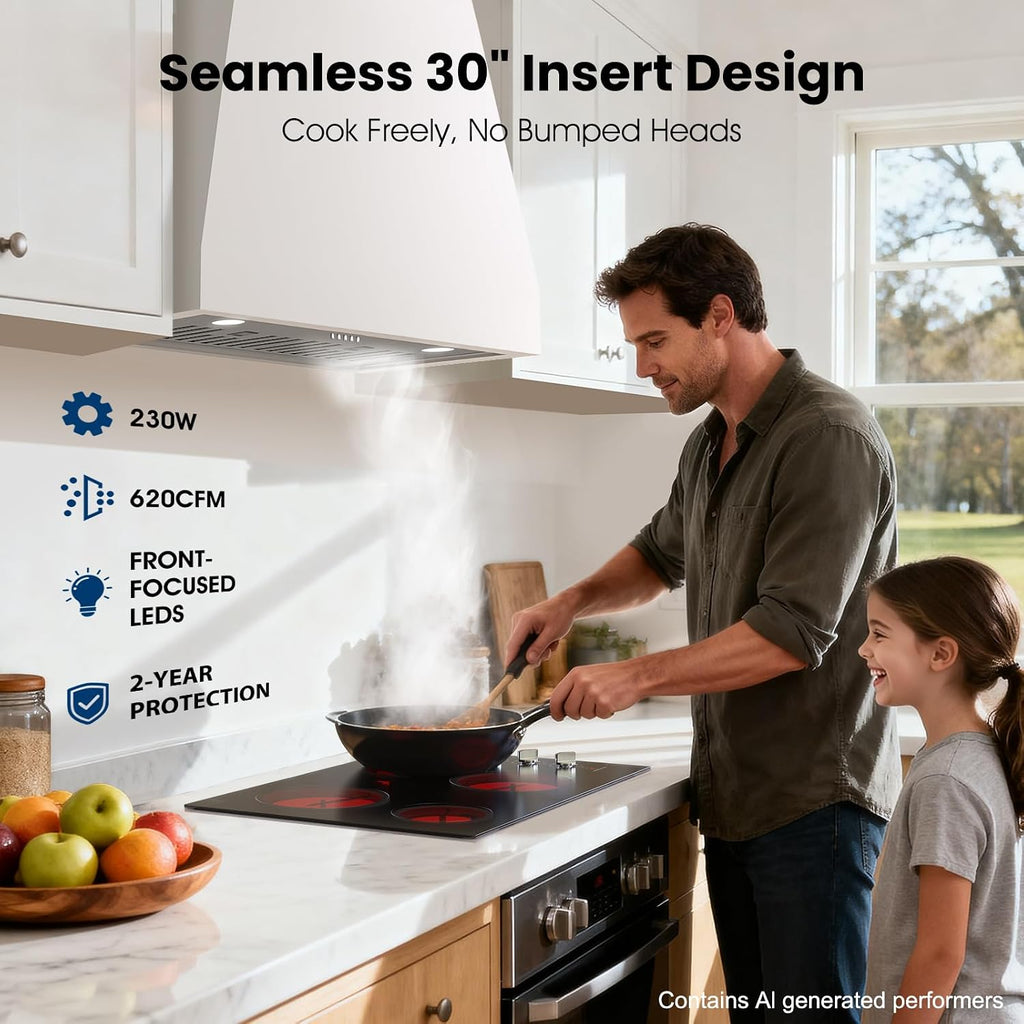 Range Hood Insert 30 inch, 620CFM Built-in Kitchen Hood