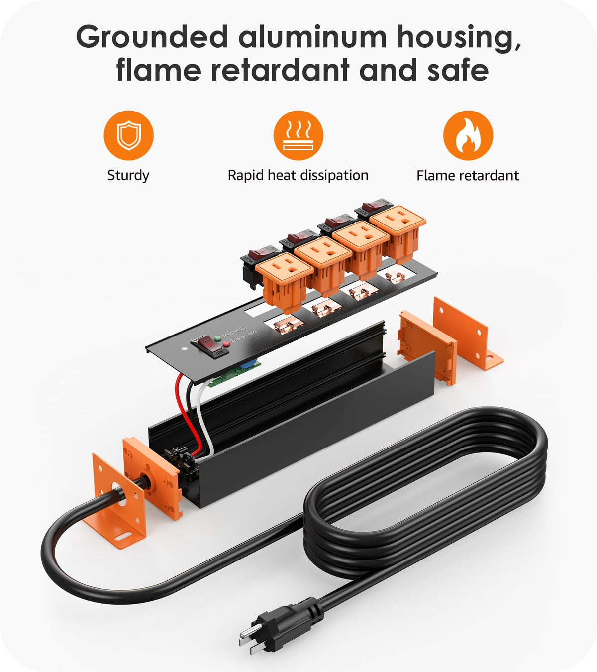 CCCEI 12 Gauge Heavy Duty Surge Protector, Black, 6FT, 1