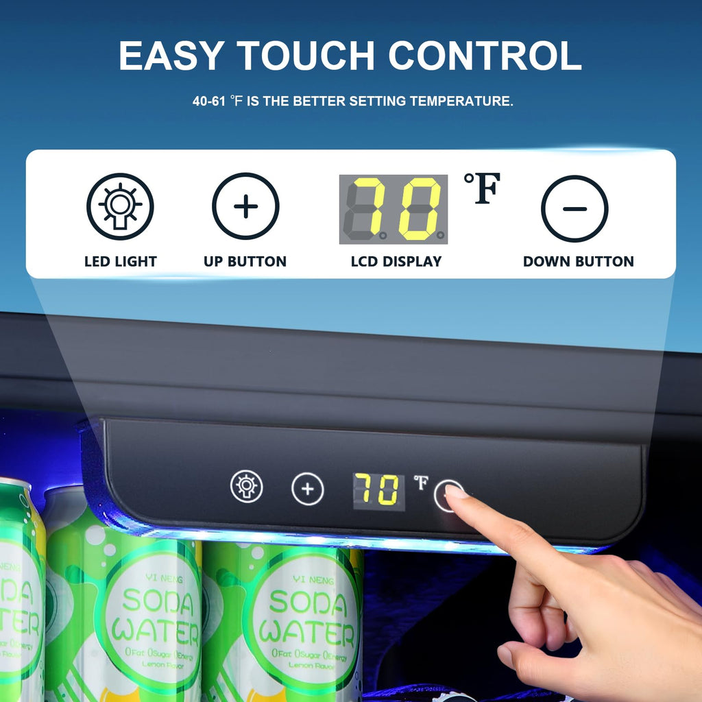 Antarctic Star 18L Mini Fridge Cooler 24Can, Beverage Refrigerator with Quiet Compressor, LED Light,Freestanding Small Fridge with Electronic Temperature Control for Home and Bar(40-61 ℉)
