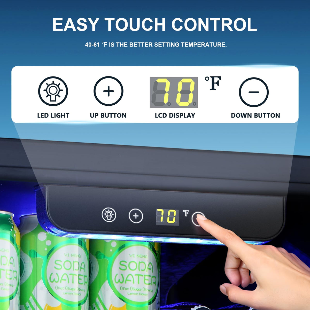 Antarctic Star 18L Mini Fridge Cooler 24Can, Beverage Refrigerator with Quiet Compressor, LED Light,Freestanding Small Fridge with Electronic Temperature Control for Home and Bar(40-61 ℉)