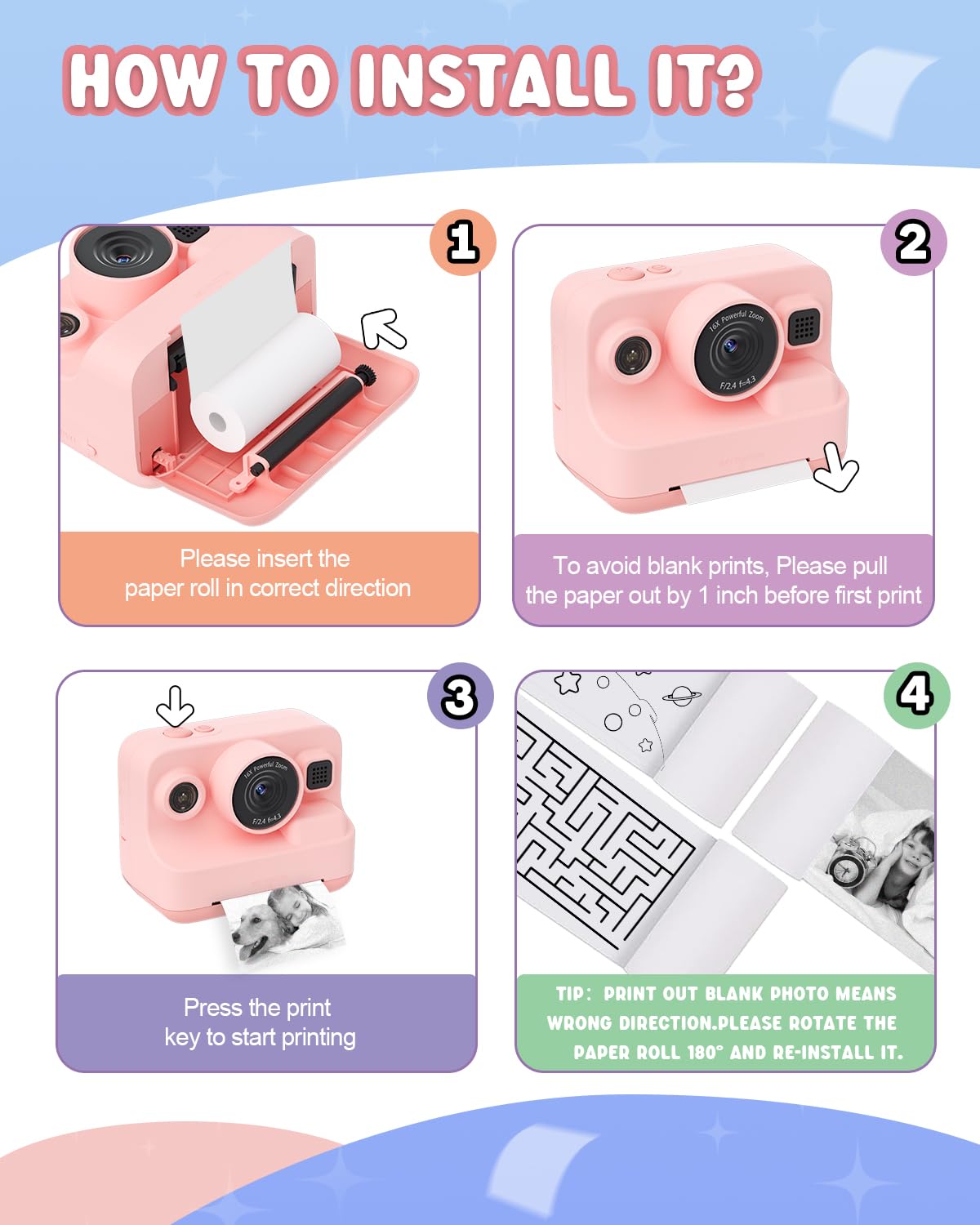 Dylanto Kids Camera Instant Print,1080P Kids Instant Cameras that Print Photos,Christmas Birthday Gifts for Girls Age 3-12,Portable Toy for 3 4 5 6 7 8 9 10 Year Old Girls Boys-Blue
