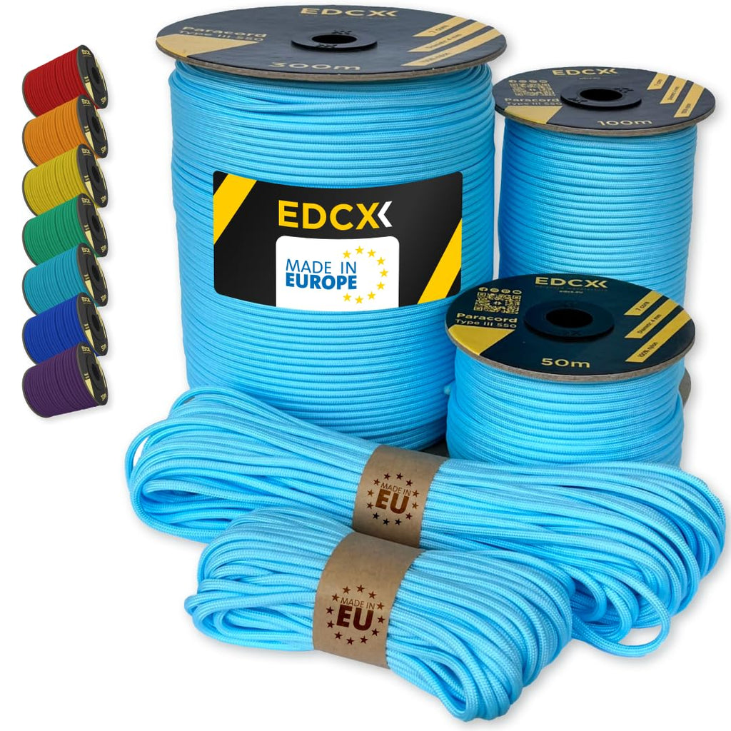 Paracord 550 4mm, 35+ Solid Colors (10m, 15m, 30m, 50m, 100m, 300m)