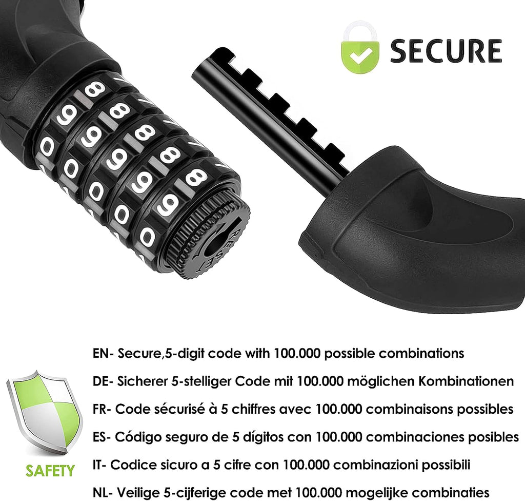 SPGOOD Bike Lock with Combination, Bicycle Lock with Chain(Camouflage)